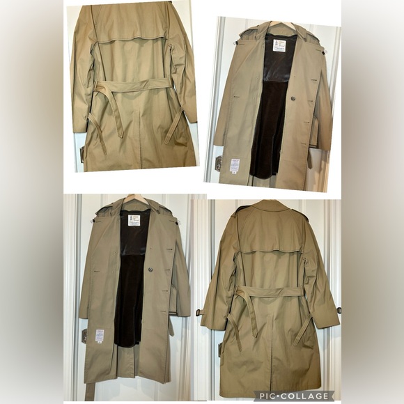 ✨VTG EUC✨London Fog Taupe Long Double Breasted LINEDTrench Coat Men's 42 Long - Picture 7 of 15